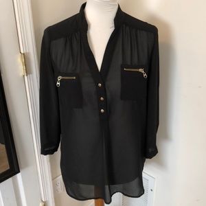 Black sheer dress top